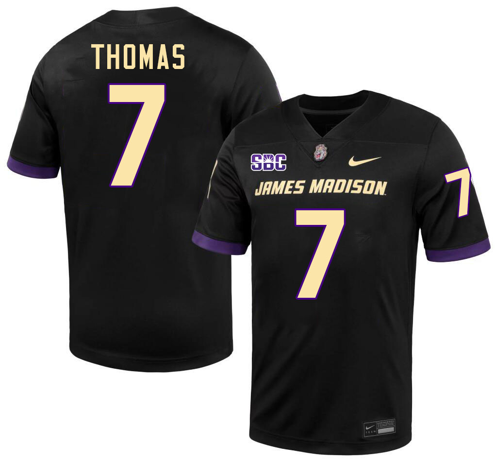 #7 Jacob Thomas JMU Jersey,James Madison Dukes Football Jerseys Stitched-Black